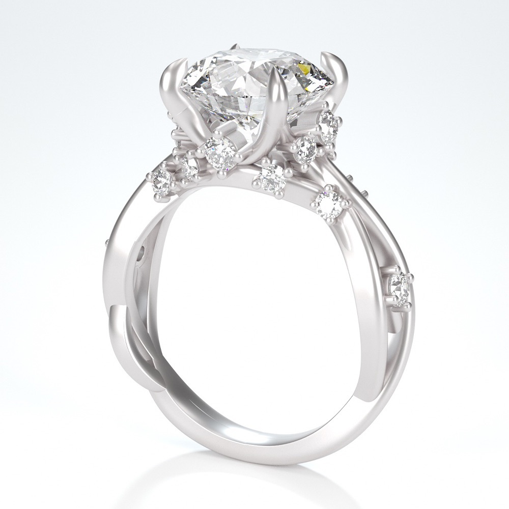 3ct D, VVS1 Moissanite Vine Ring - Picture 7 of 15